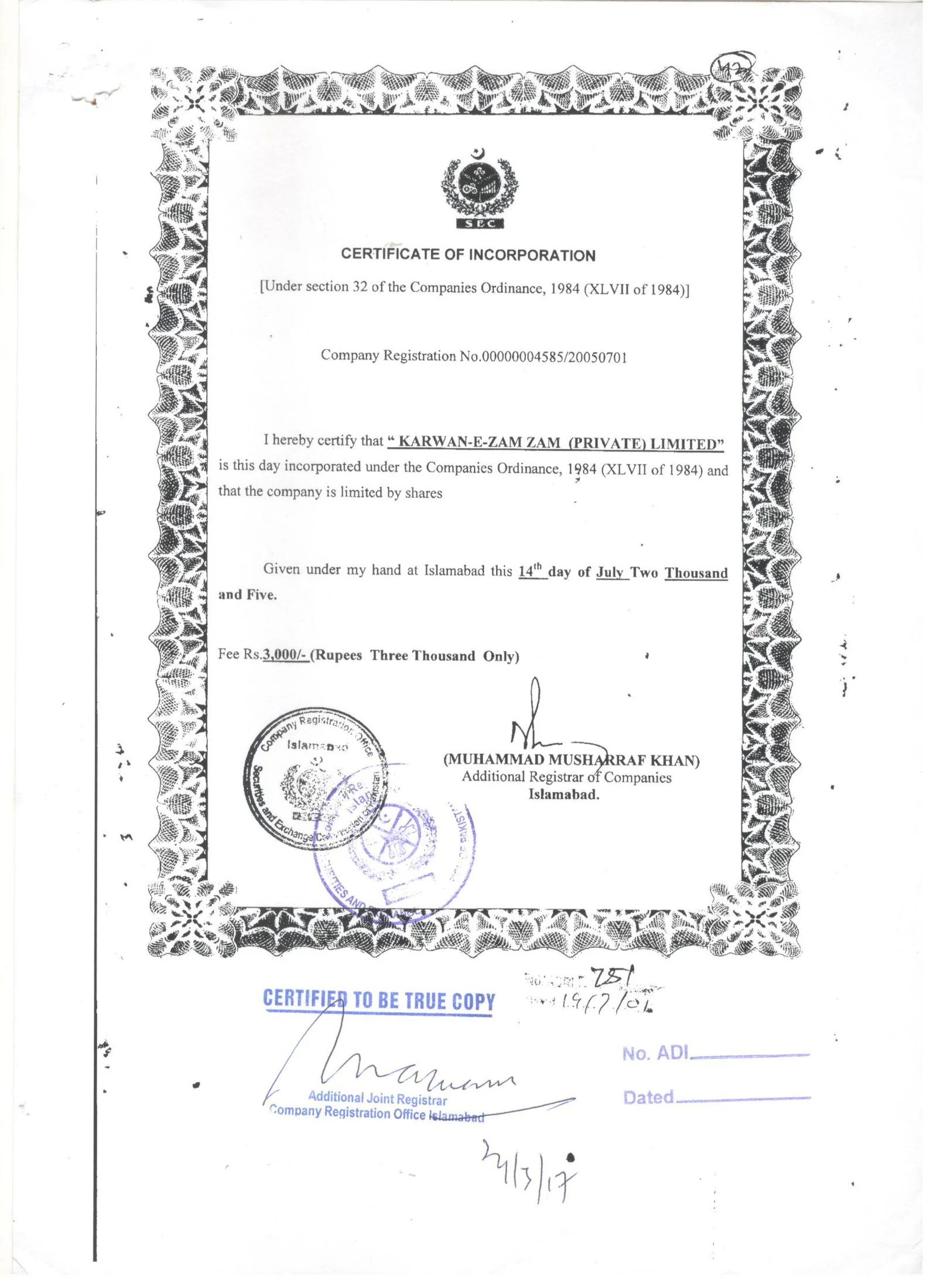 Certificate Of Incorporation